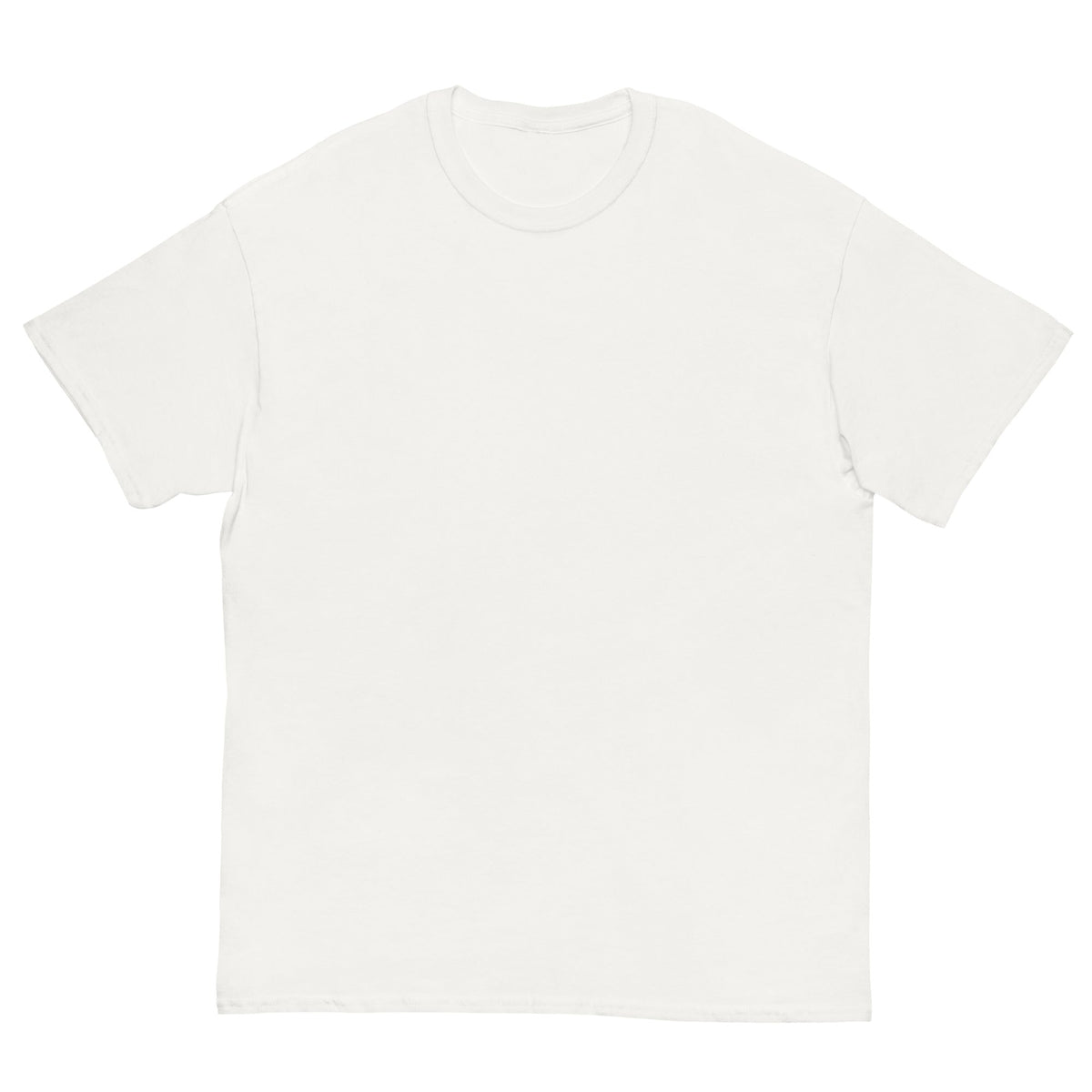 T-shirt unisex bianca di UNTLD con scritta "I haven't lost my virginity because I never lose", fronte visibile, stile casual.
