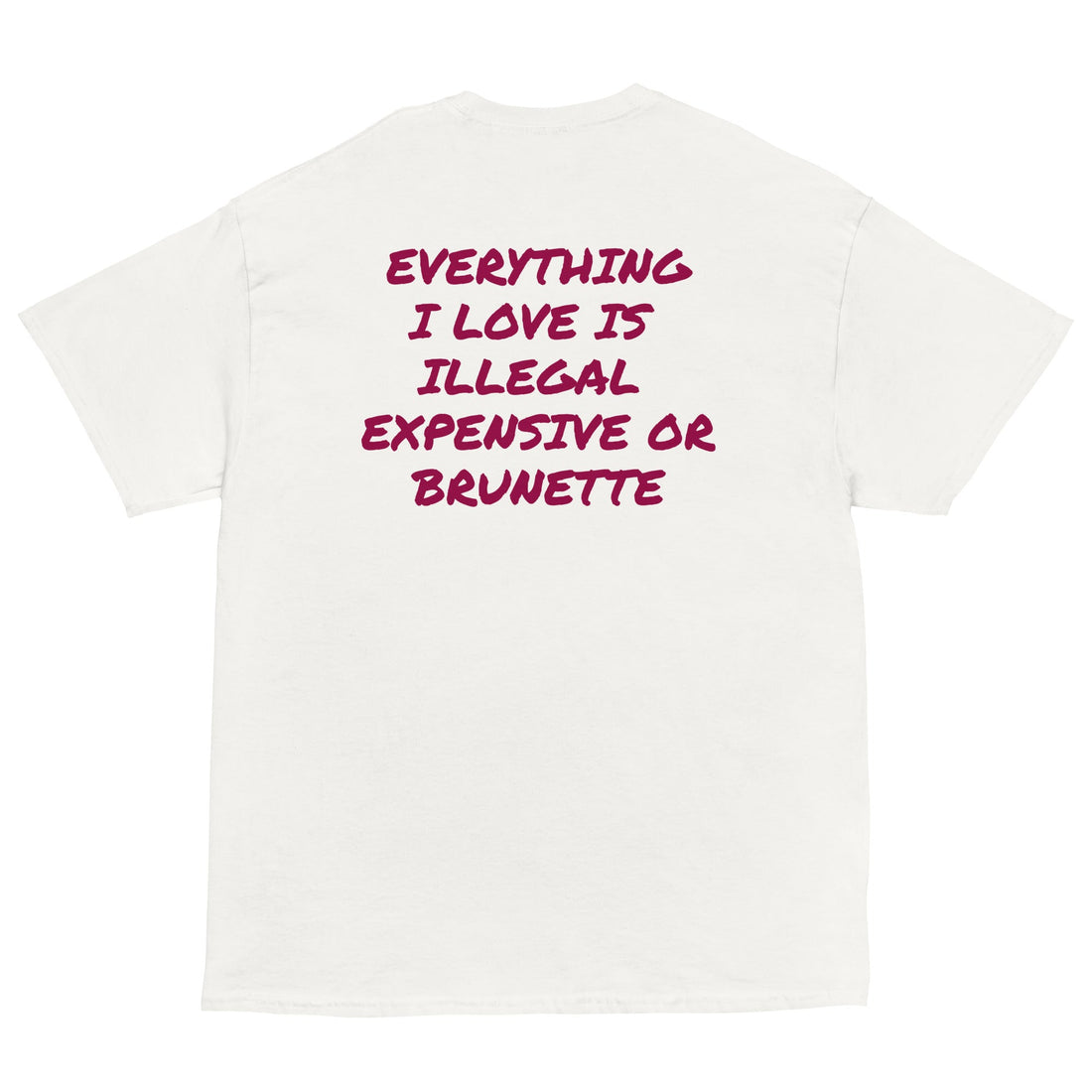 EVERYTHING I LOVE IS ILLEGAL EXPENSIVE OR BRUNETTE