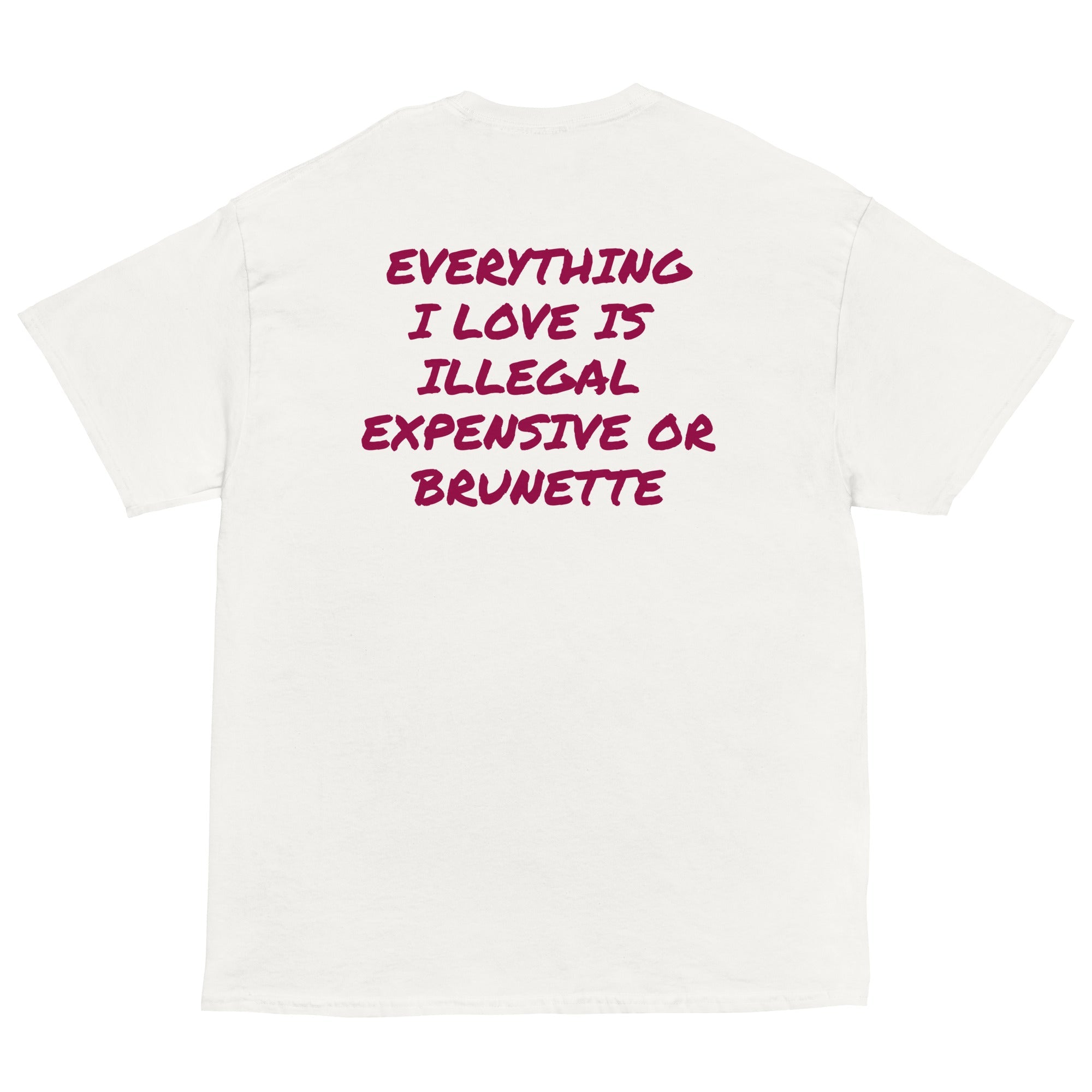 EVERYTHING I LOVE IS ILLEGAL EXPENSIVE OR BRUNETTE