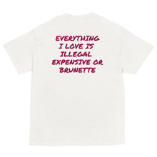 EVERYTHING I LOVE IS ILLEGAL EXPENSIVE OR BRUNETTE